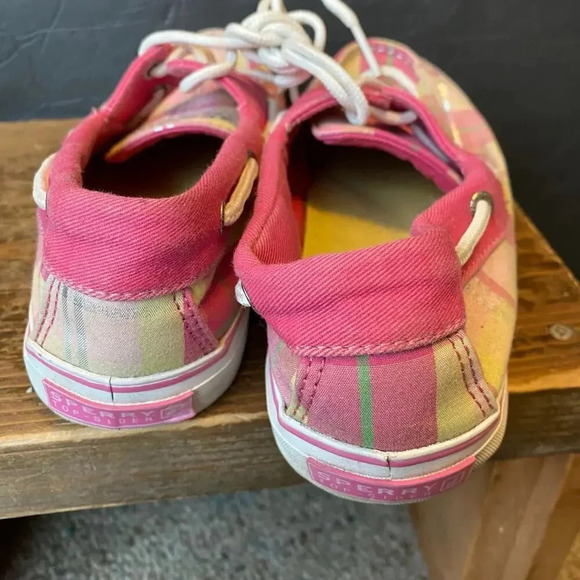 Sperry Top-Sider Plaid Pink Sneakers Flat Shoes Women Size 6.5M - Picture 2 of 5